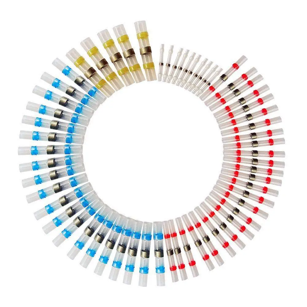 50-1000Pcs Solder Seal Wire Connectors Heat Shrink Waterproof Solder Butt Connectors Solder Connector Kit Auto Marine Insulated