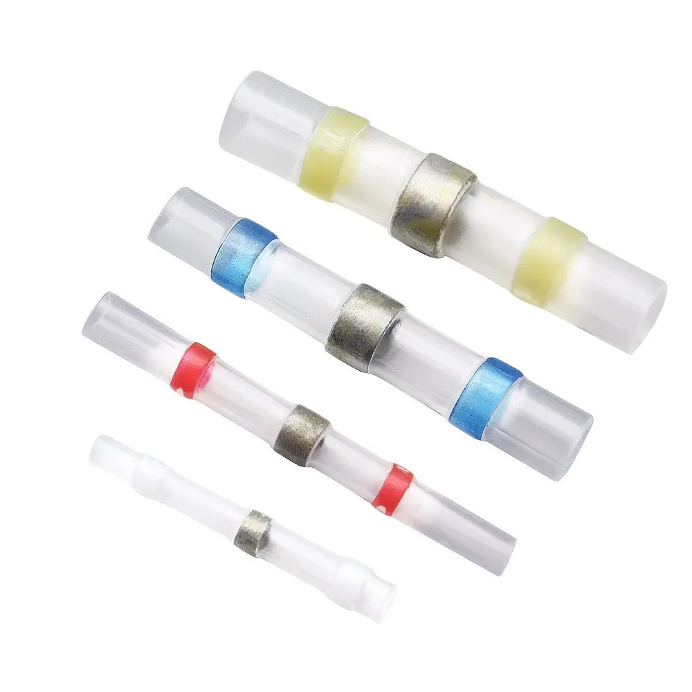 50-1000Pcs Solder Seal Wire Connectors Heat Shrink Waterproof Solder Butt Connectors Solder Connector Kit Auto Marine Insulated