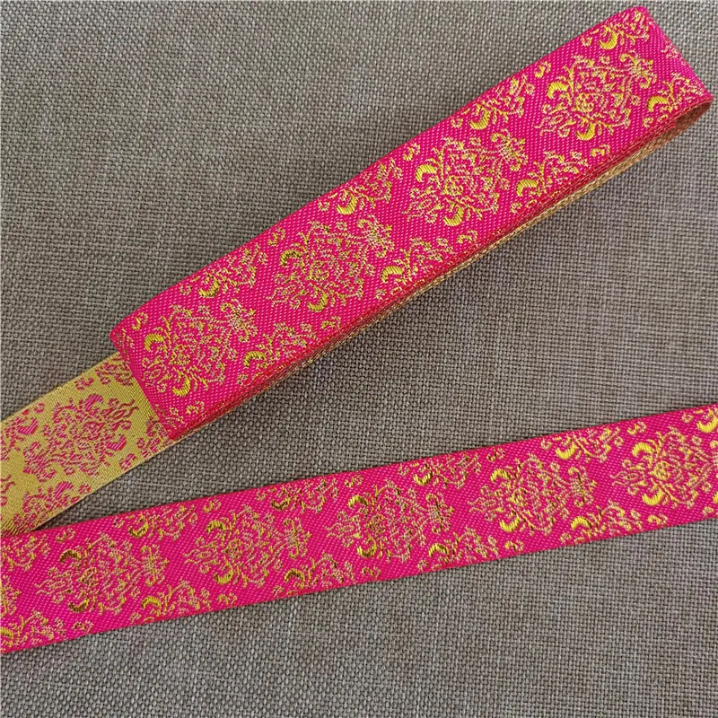 7 Meters 1 Inch 25mm Gold Color Silver Color Vintage Ethnic Embroidery Ribbon Boho Lace Trim DIY Clothes Bag Embroidered Fabric