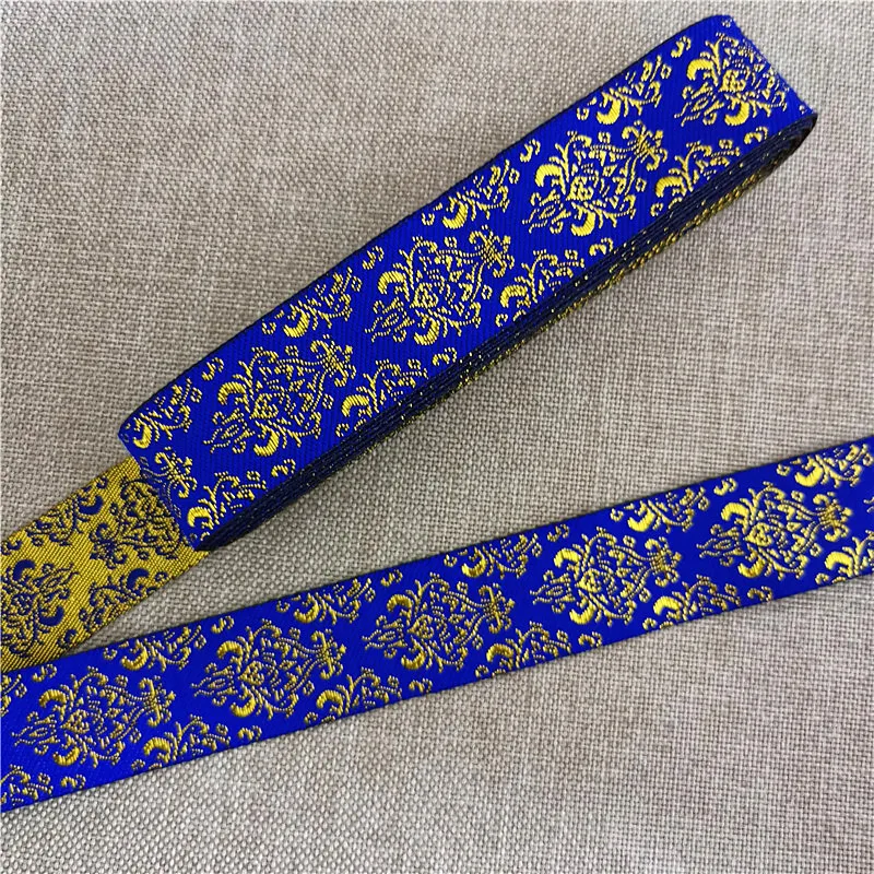 7 Meters 1 Inch 25mm Gold Color Silver Color Vintage Ethnic Embroidery Ribbon Boho Lace Trim DIY Clothes Bag Embroidered Fabric