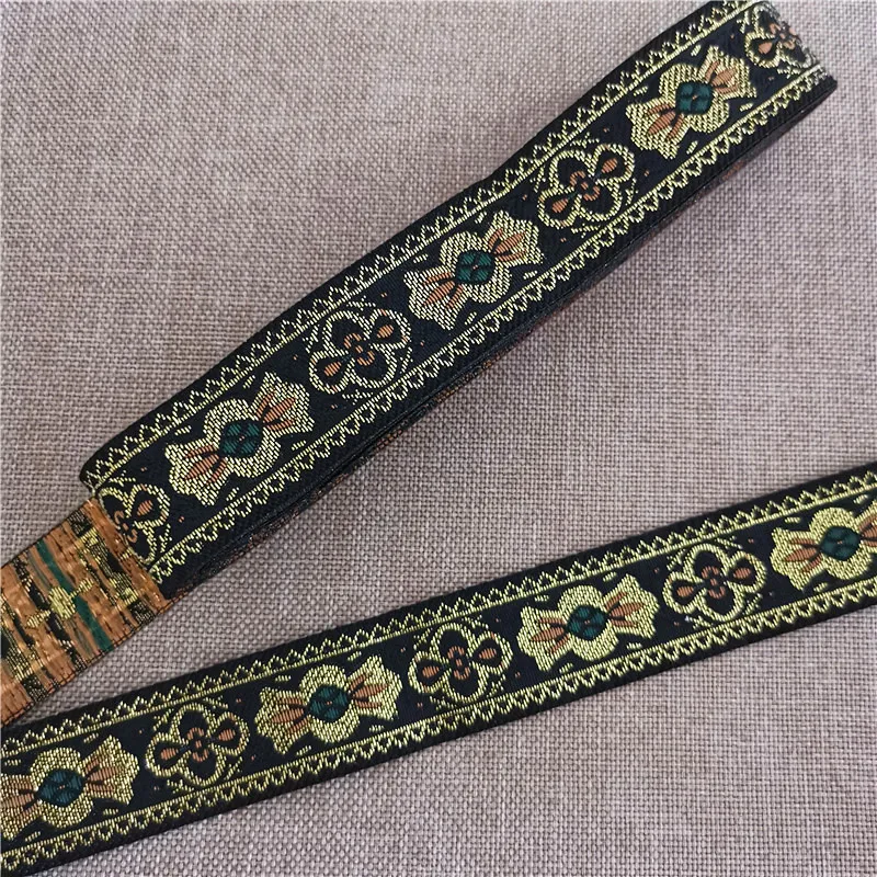 7 Meters 1 Inch 25mm Gold Color Silver Color Vintage Ethnic Embroidery Ribbon Boho Lace Trim DIY Clothes Bag Embroidered Fabric