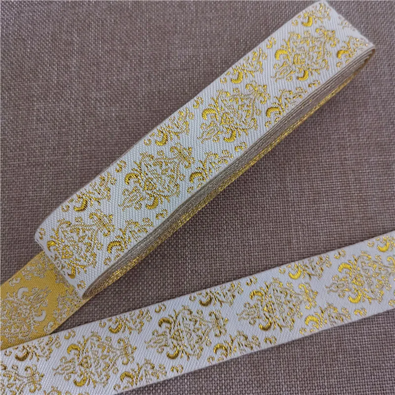 7 Meters 1 Inch 25mm Gold Color Silver Color Vintage Ethnic Embroidery Ribbon Boho Lace Trim DIY Clothes Bag Embroidered Fabric