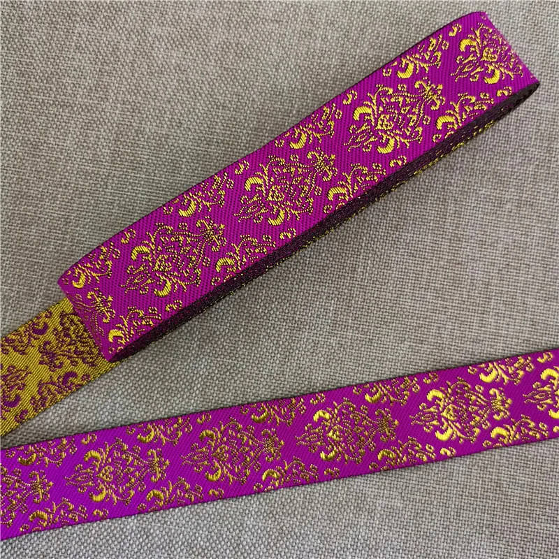 7 Meters 1 Inch 25mm Gold Color Silver Color Vintage Ethnic Embroidery Ribbon Boho Lace Trim DIY Clothes Bag Embroidered Fabric