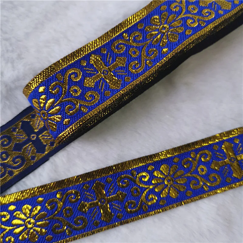 7 Meters 1 Inch 25mm Gold Color Silver Color Vintage Ethnic Embroidery Ribbon Boho Lace Trim DIY Clothes Bag Embroidered Fabric
