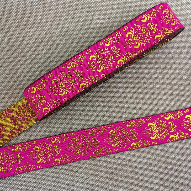 7 Meters 1 Inch 25mm Gold Color Silver Color Vintage Ethnic Embroidery Ribbon Boho Lace Trim DIY Clothes Bag Embroidered Fabric