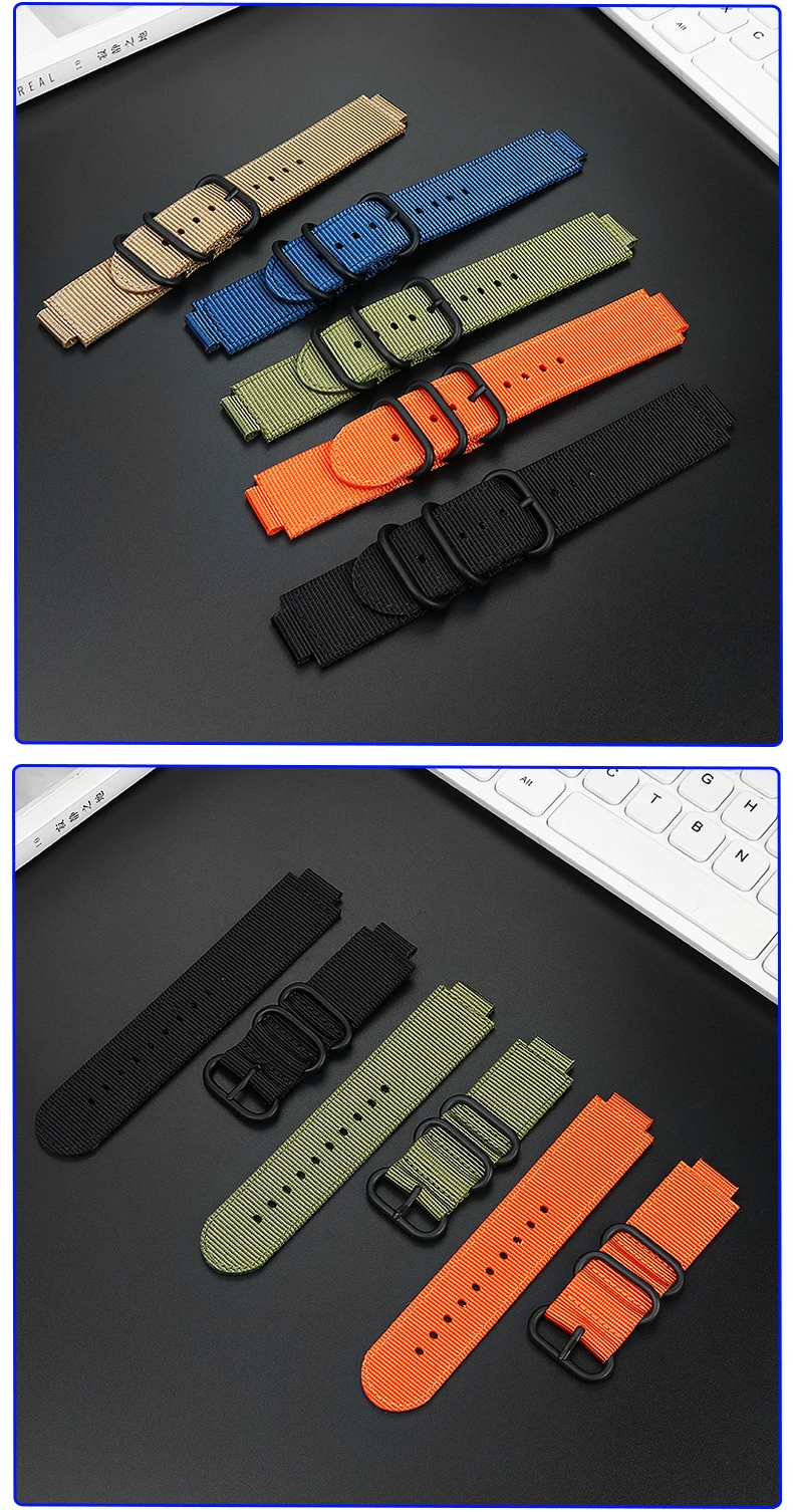 24*16mm Convex Metal ring nylon Watchband For TIMEX Tidal T2N721 T2N720 TW2T76500 TW2T76300 Sport breathable Canvas Watch Strap