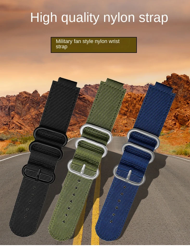 24*16mm Convex Metal ring nylon Watchband For TIMEX Tidal T2N721 T2N720 TW2T76500 TW2T76300 Sport breathable Canvas Watch Strap
