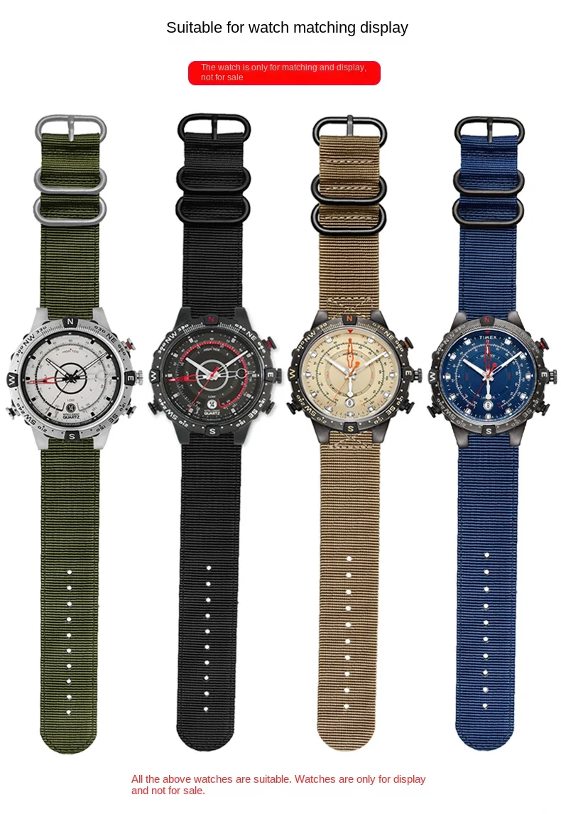 24*16mm Convex Metal ring nylon Watchband For TIMEX Tidal T2N721 T2N720 TW2T76500 TW2T76300 Sport breathable Canvas Watch Strap