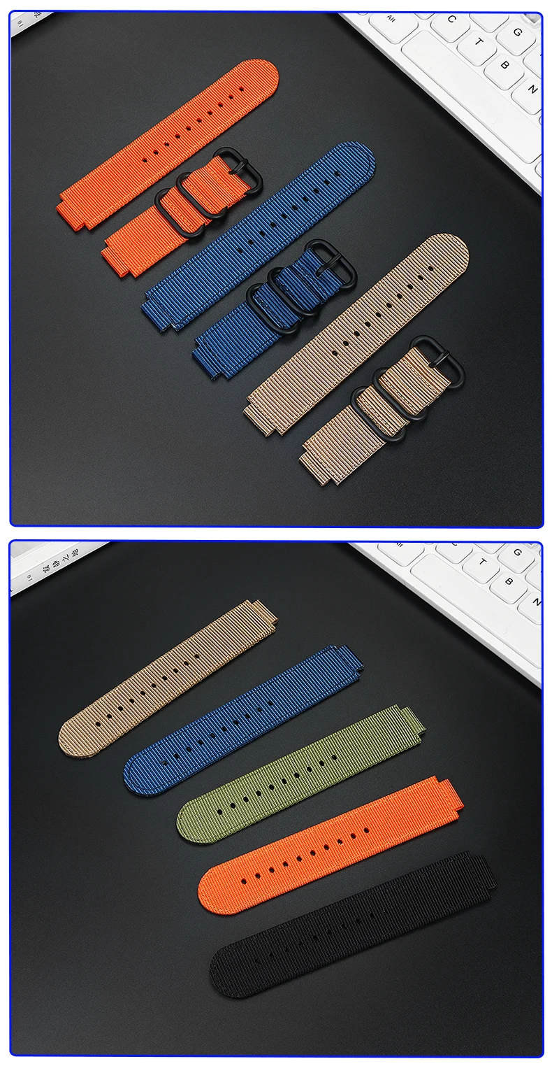 24*16mm Convex Metal ring nylon Watchband For TIMEX Tidal T2N721 T2N720 TW2T76500 TW2T76300 Sport breathable Canvas Watch Strap
