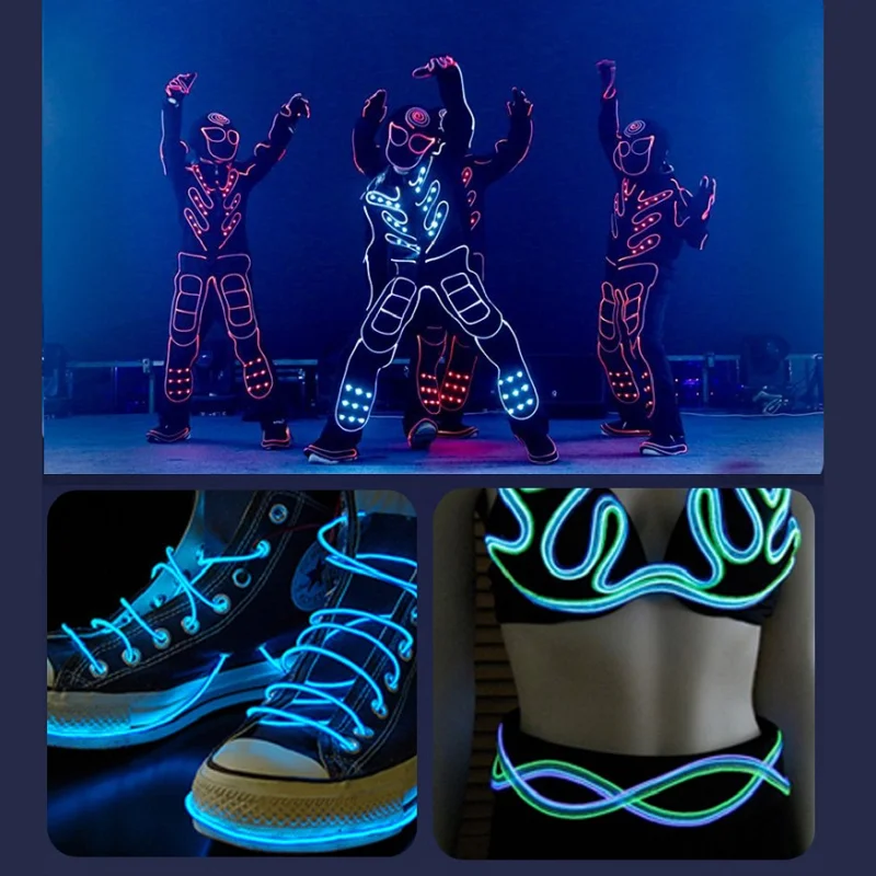 10m/5m/3m/1m 3V Battery 5V USB 12V Neon Glow EL Wire Rope with Adapter Flexible LED Strip for Car Party Dance Atmosphere Decor