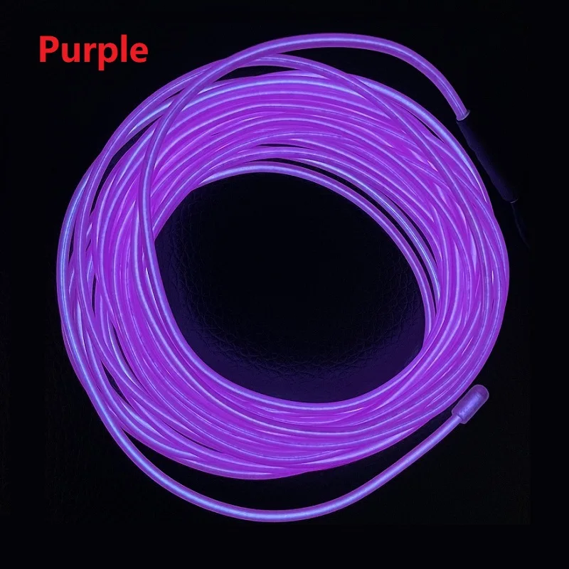 10m/5m/3m/1m 3V Battery 5V USB 12V Neon Glow EL Wire Rope with Adapter Flexible LED Strip for Car Party Dance Atmosphere Decor