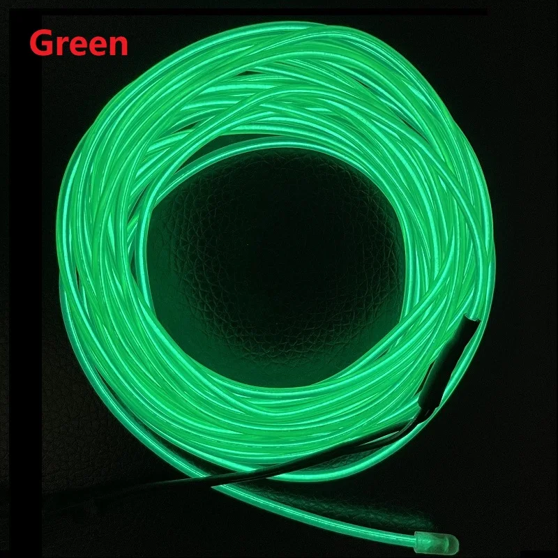 10m/5m/3m/1m 3V Battery 5V USB 12V Neon Glow EL Wire Rope with Adapter Flexible LED Strip for Car Party Dance Atmosphere Decor