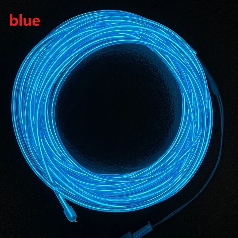10m/5m/3m/1m 3V Battery 5V USB 12V Neon Glow EL Wire Rope with Adapter Flexible LED Strip for Car Party Dance Atmosphere Decor