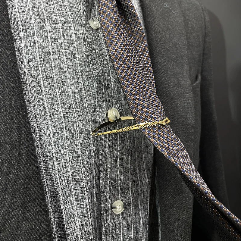 Tie Chain Mens Necktie Windbreak Chain Metal U-chain Dress Shirts Brooch Windbreak Changeless Brooch Lapel Pin Neck Ties Clip