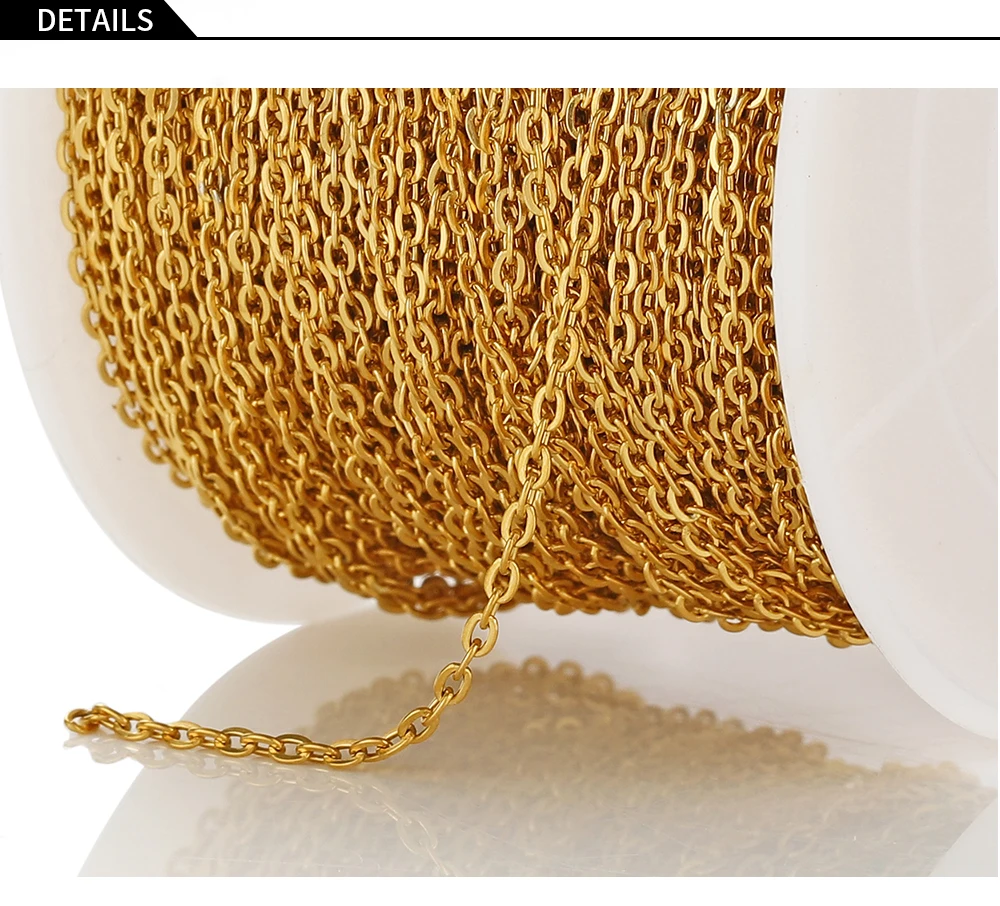 10Meters 1/1.5/2mm Gold Stainless Steel Chain O Shape Cross Chains for DIY Jewelry Making Bracelets Necklace Bulk Chain Supplies