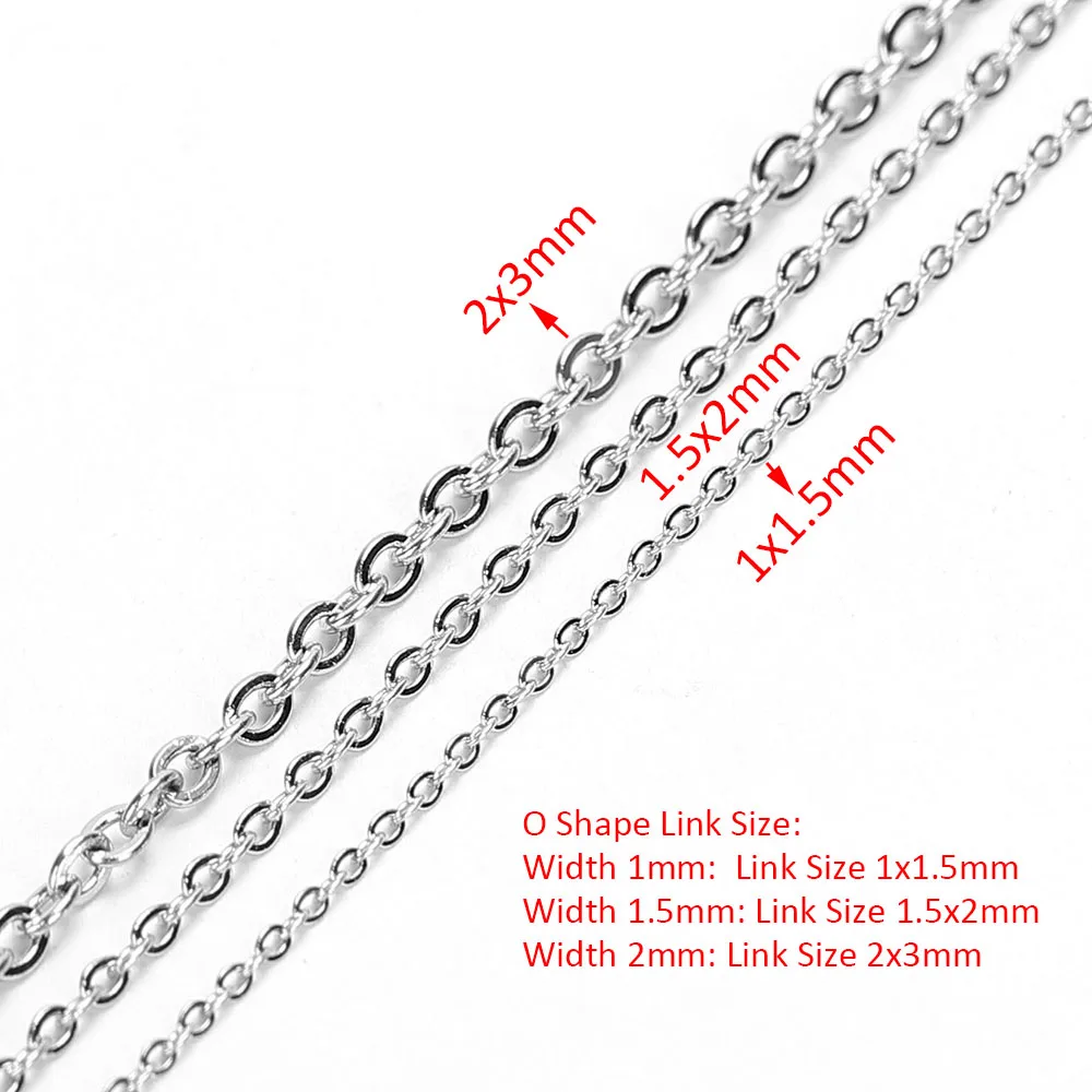 10Meters 1/1.5/2mm Gold Stainless Steel Chain O Shape Cross Chains for DIY Jewelry Making Bracelets Necklace Bulk Chain Supplies