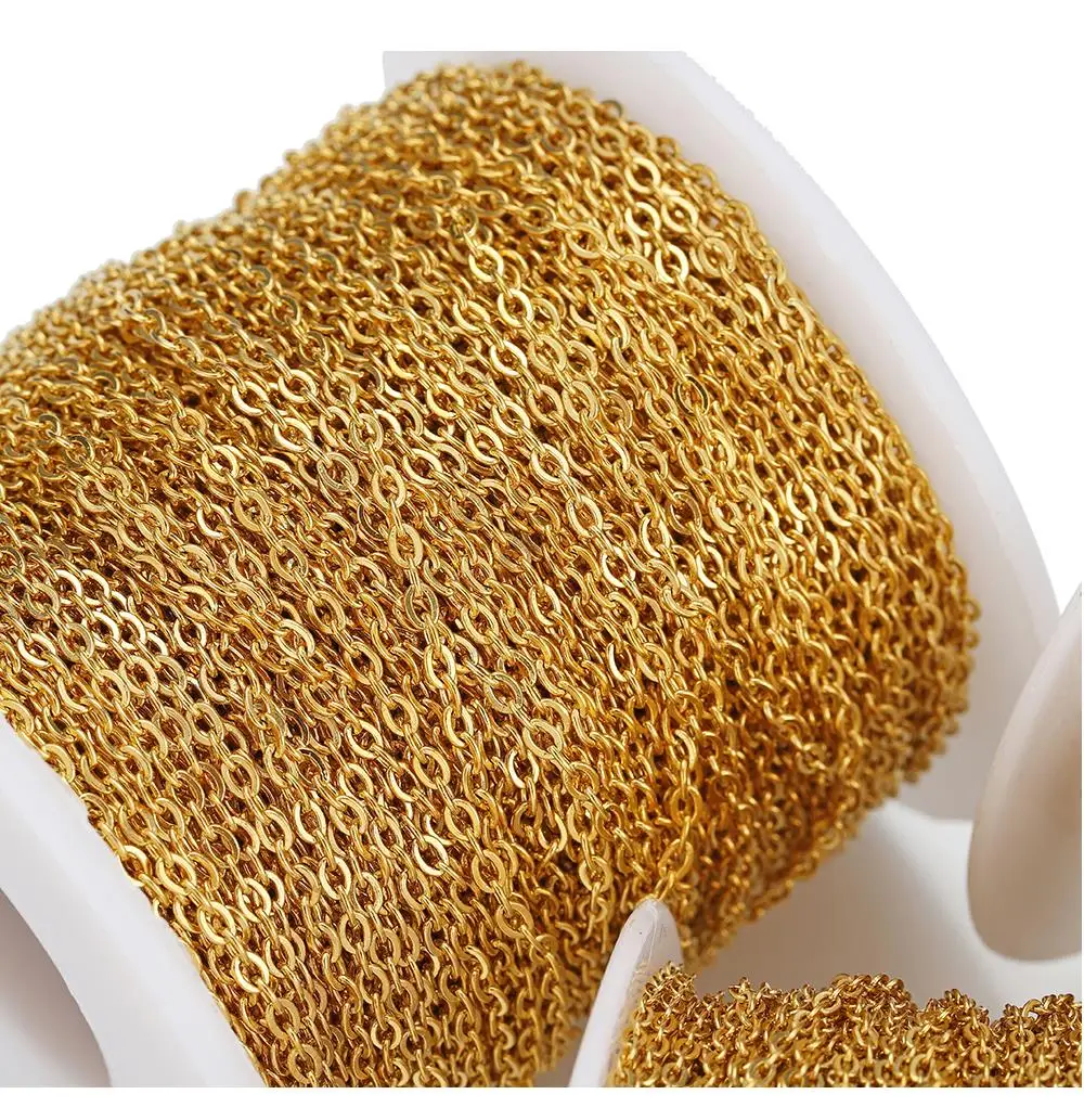 10Meters 1/1.5/2mm Gold Stainless Steel Chain O Shape Cross Chains for DIY Jewelry Making Bracelets Necklace Bulk Chain Supplies