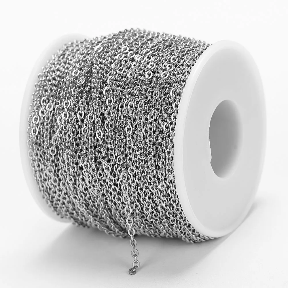 10Meters 1/1.5/2mm Gold Stainless Steel Chain O Shape Cross Chains for DIY Jewelry Making Bracelets Necklace Bulk Chain Supplies