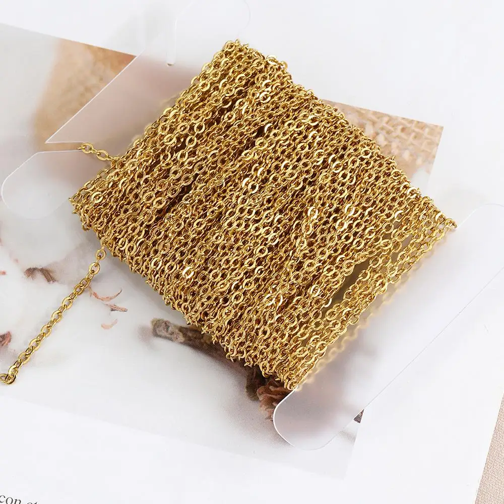 10Meters 1/1.5/2mm Gold Stainless Steel Chain O Shape Cross Chains for DIY Jewelry Making Bracelets Necklace Bulk Chain Supplies