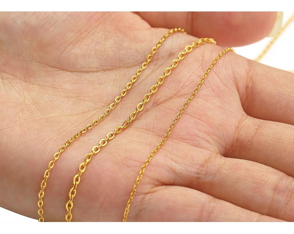 10Meters 1/1.5/2mm Gold Stainless Steel Chain O Shape Cross Chains for DIY Jewelry Making Bracelets Necklace Bulk Chain Supplies