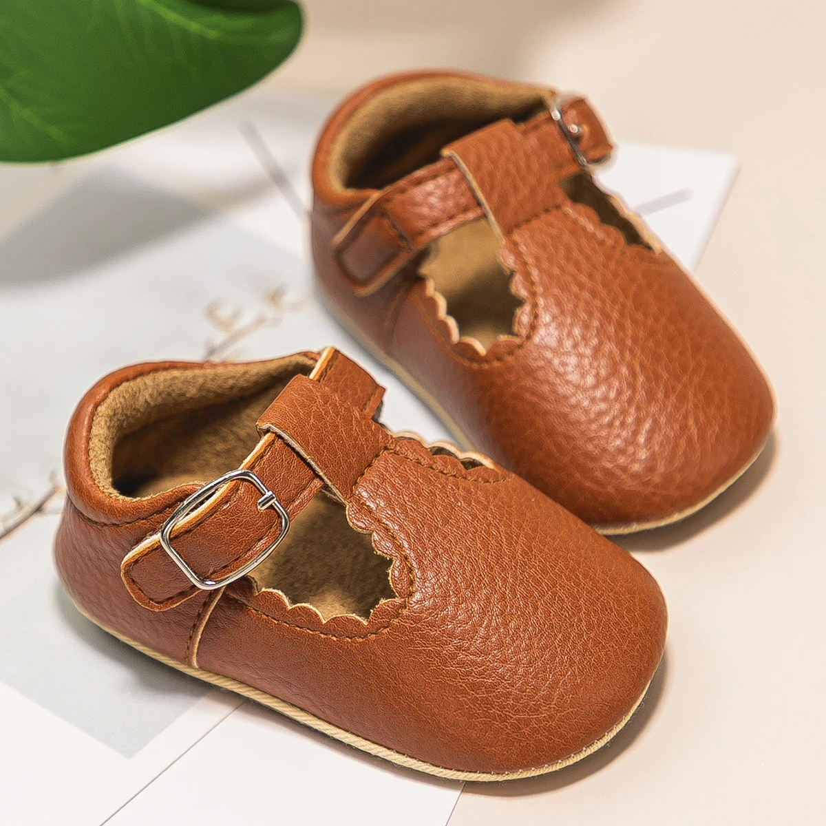KIDSUN Newborn Baby Shoes Stripe PU Leather Boy Girl Shoes Toddler Rubber Sole Anti-slip First Walkers Infant Moccasins