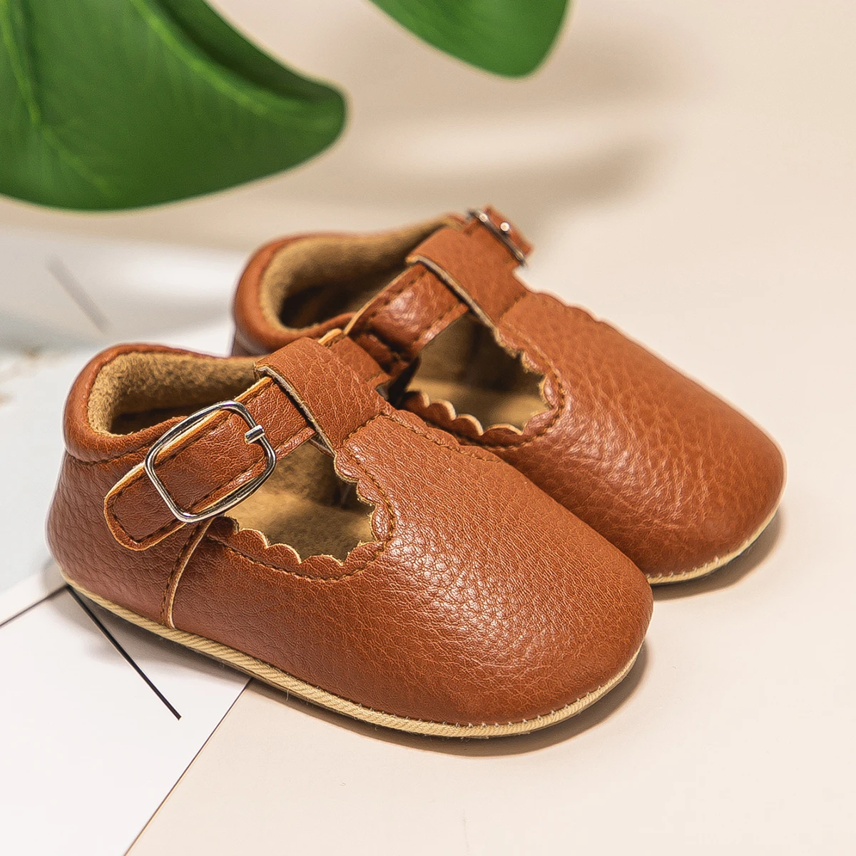 KIDSUN Newborn Baby Shoes Stripe PU Leather Boy Girl Shoes Toddler Rubber Sole Anti-slip First Walkers Infant Moccasins