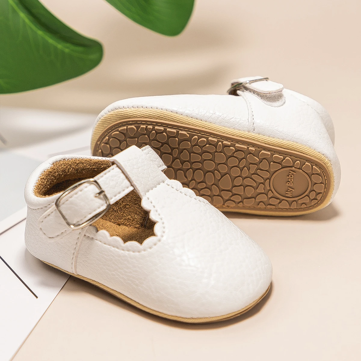 KIDSUN Newborn Baby Shoes Stripe PU Leather Boy Girl Shoes Toddler Rubber Sole Anti-slip First Walkers Infant Moccasins