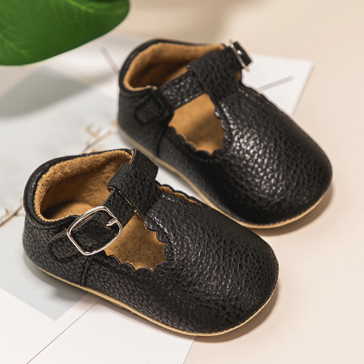 KIDSUN Newborn Baby Shoes Stripe PU Leather Boy Girl Shoes Toddler Rubber Sole Anti-slip First Walkers Infant Moccasins