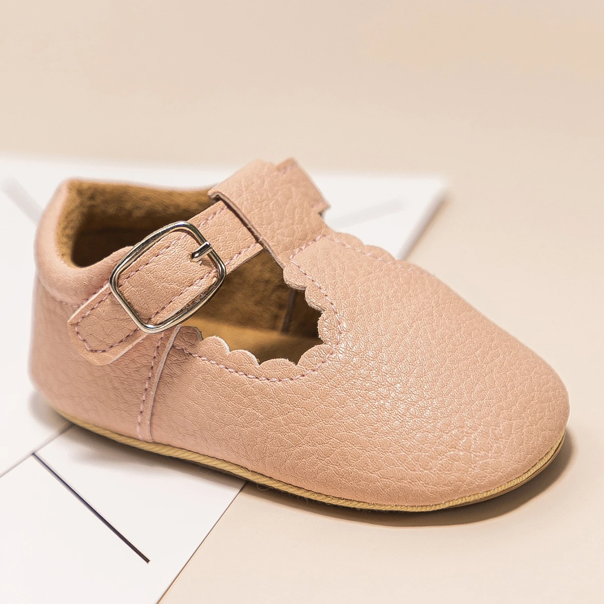 KIDSUN Newborn Baby Shoes Stripe PU Leather Boy Girl Shoes Toddler Rubber Sole Anti-slip First Walkers Infant Moccasins