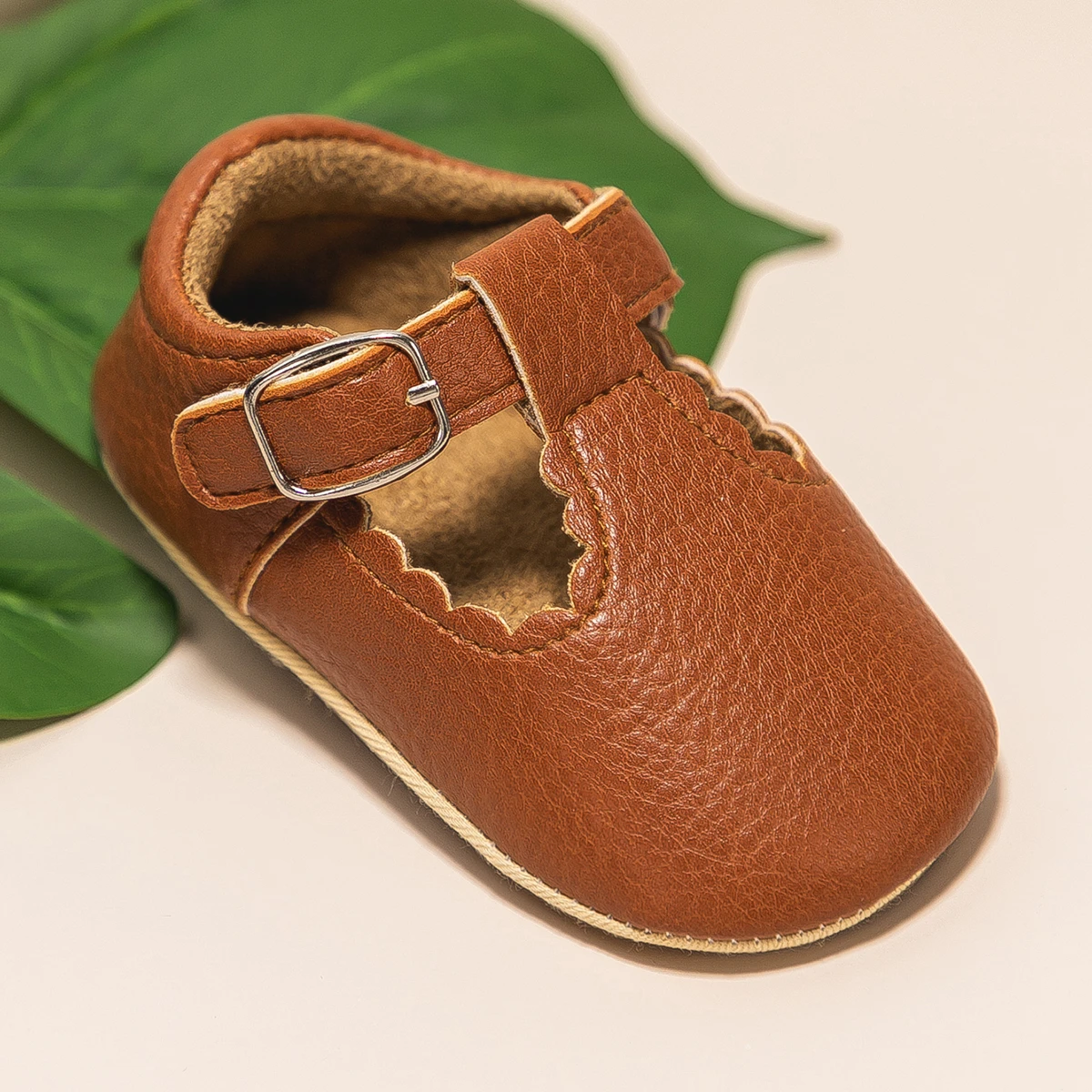 KIDSUN Newborn Baby Shoes Stripe PU Leather Boy Girl Shoes Toddler Rubber Sole Anti-slip First Walkers Infant Moccasins