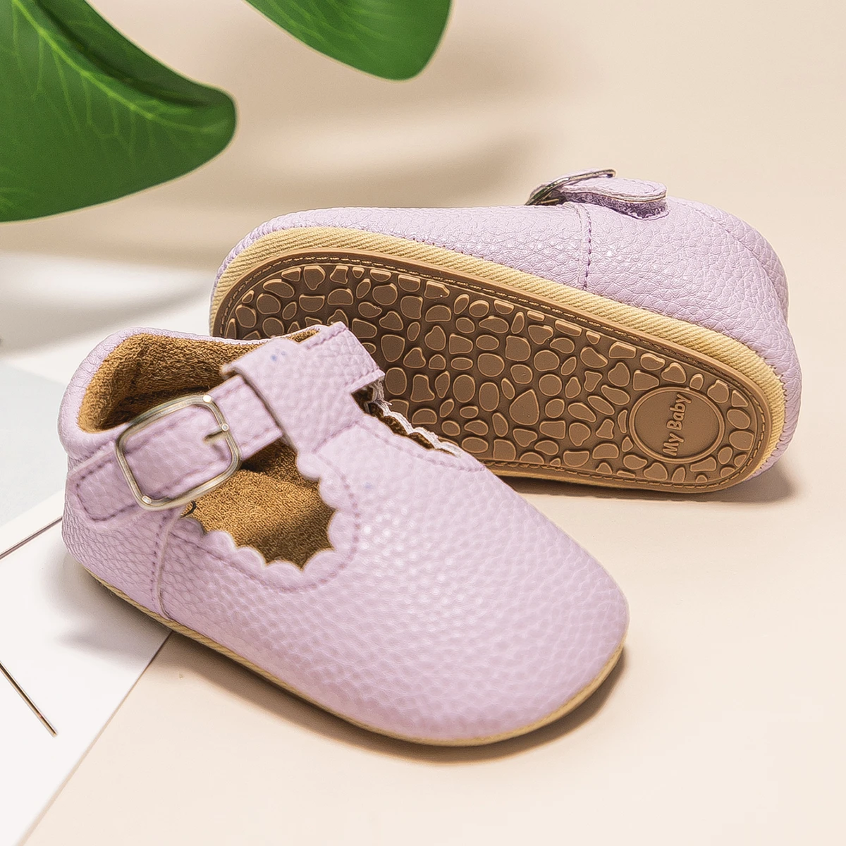 KIDSUN Newborn Baby Shoes Stripe PU Leather Boy Girl Shoes Toddler Rubber Sole Anti-slip First Walkers Infant Moccasins