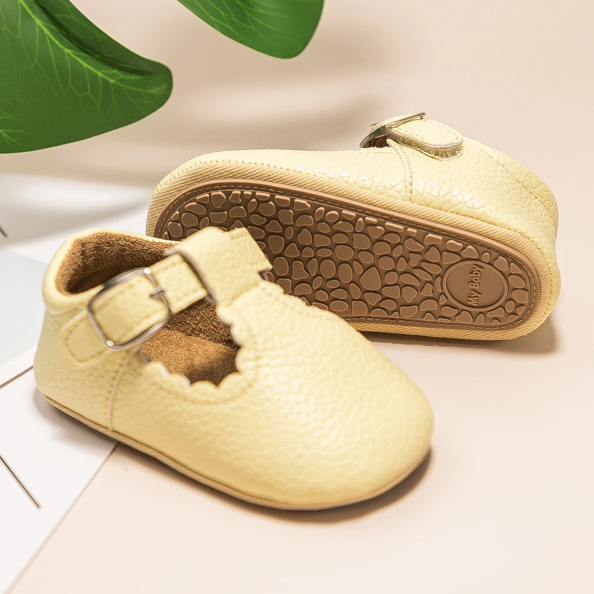 KIDSUN Newborn Baby Shoes Stripe PU Leather Boy Girl Shoes Toddler Rubber Sole Anti-slip First Walkers Infant Moccasins
