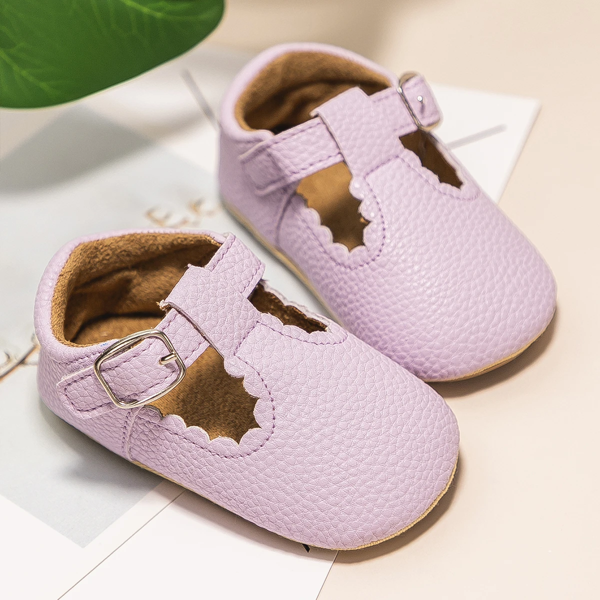 KIDSUN Newborn Baby Shoes Stripe PU Leather Boy Girl Shoes Toddler Rubber Sole Anti-slip First Walkers Infant Moccasins