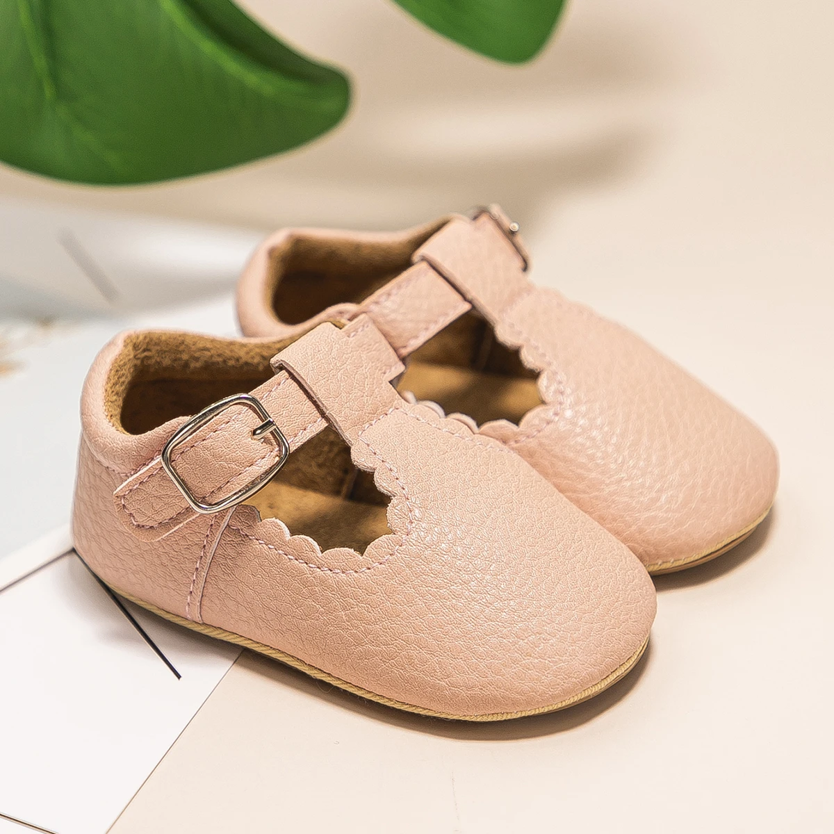 KIDSUN Newborn Baby Shoes Stripe PU Leather Boy Girl Shoes Toddler Rubber Sole Anti-slip First Walkers Infant Moccasins