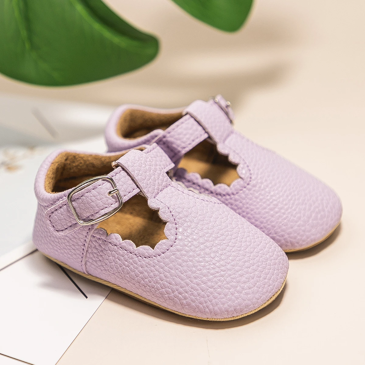 KIDSUN Newborn Baby Shoes Stripe PU Leather Boy Girl Shoes Toddler Rubber Sole Anti-slip First Walkers Infant Moccasins