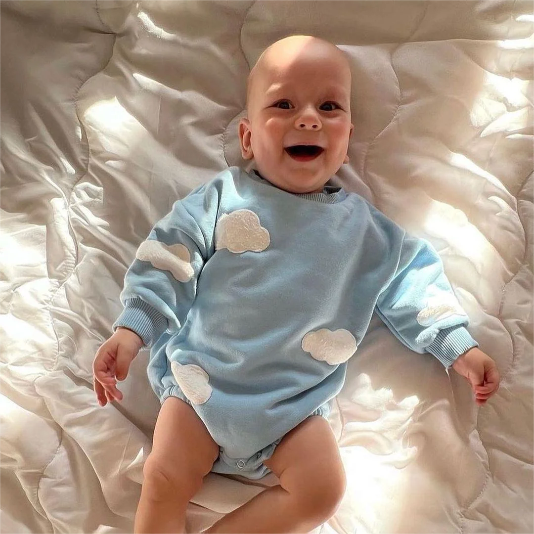 2024 Spring Baby Clothes Cloud Sweatshirt Romper Baby Girl Boys Long Sleeve Bodysuit Clothes Newborn 0 To 12 Months 24M Jumpsuit