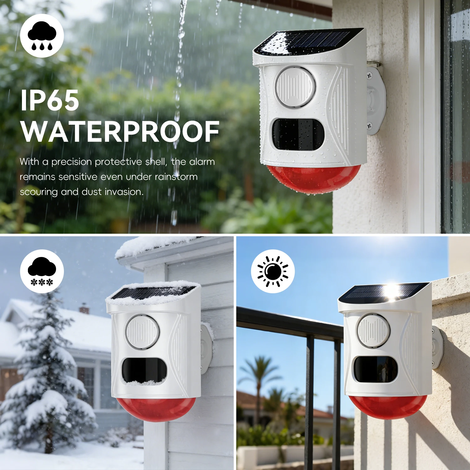 Tuya Smart WiFi Infrared Motion Detector Solar Outdoor PIR Wireless Strobe Siren Detector Sound Alarm Waterproof Remote Control