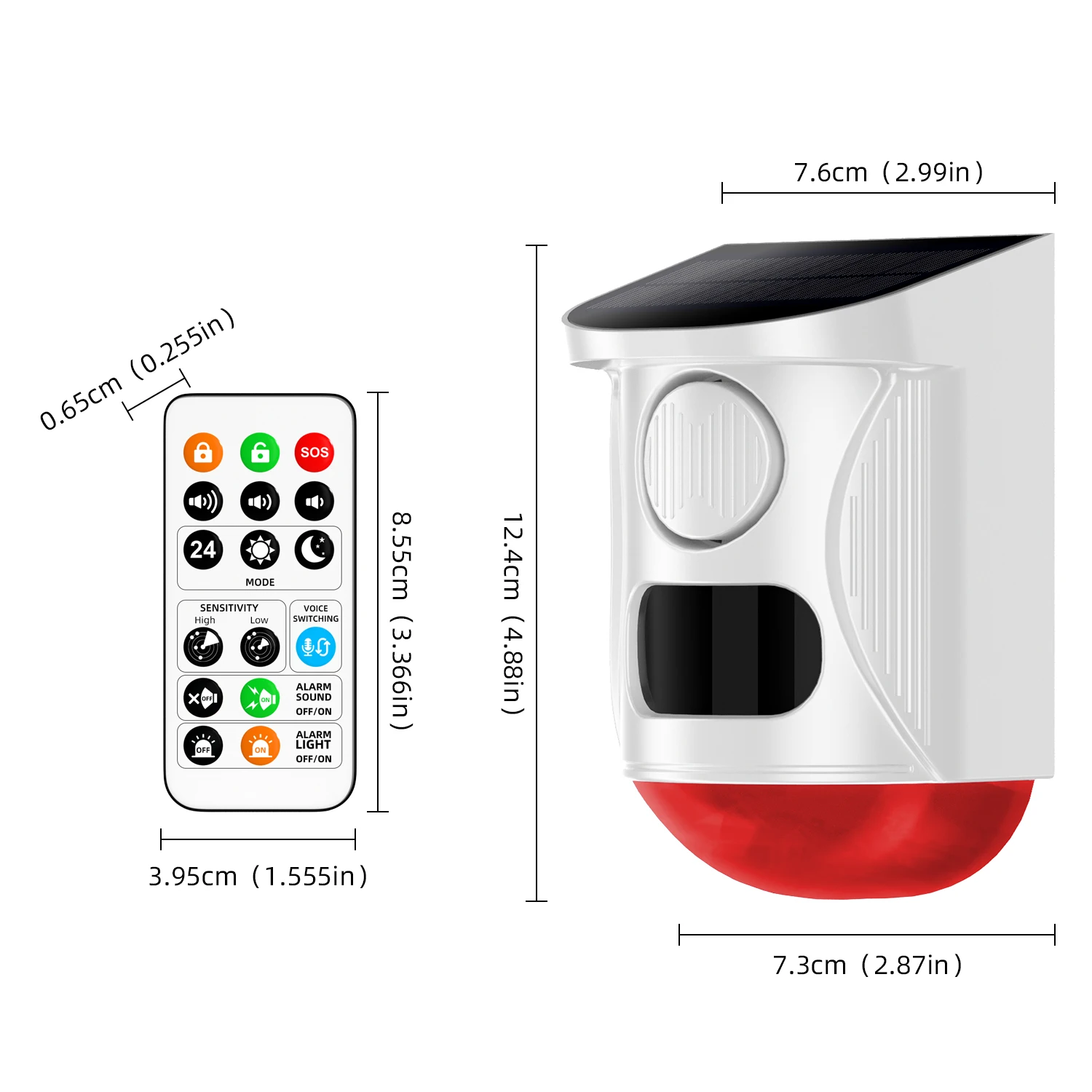 Tuya Smart WiFi Infrared Motion Detector Solar Outdoor PIR Wireless Strobe Siren Detector Sound Alarm Waterproof Remote Control