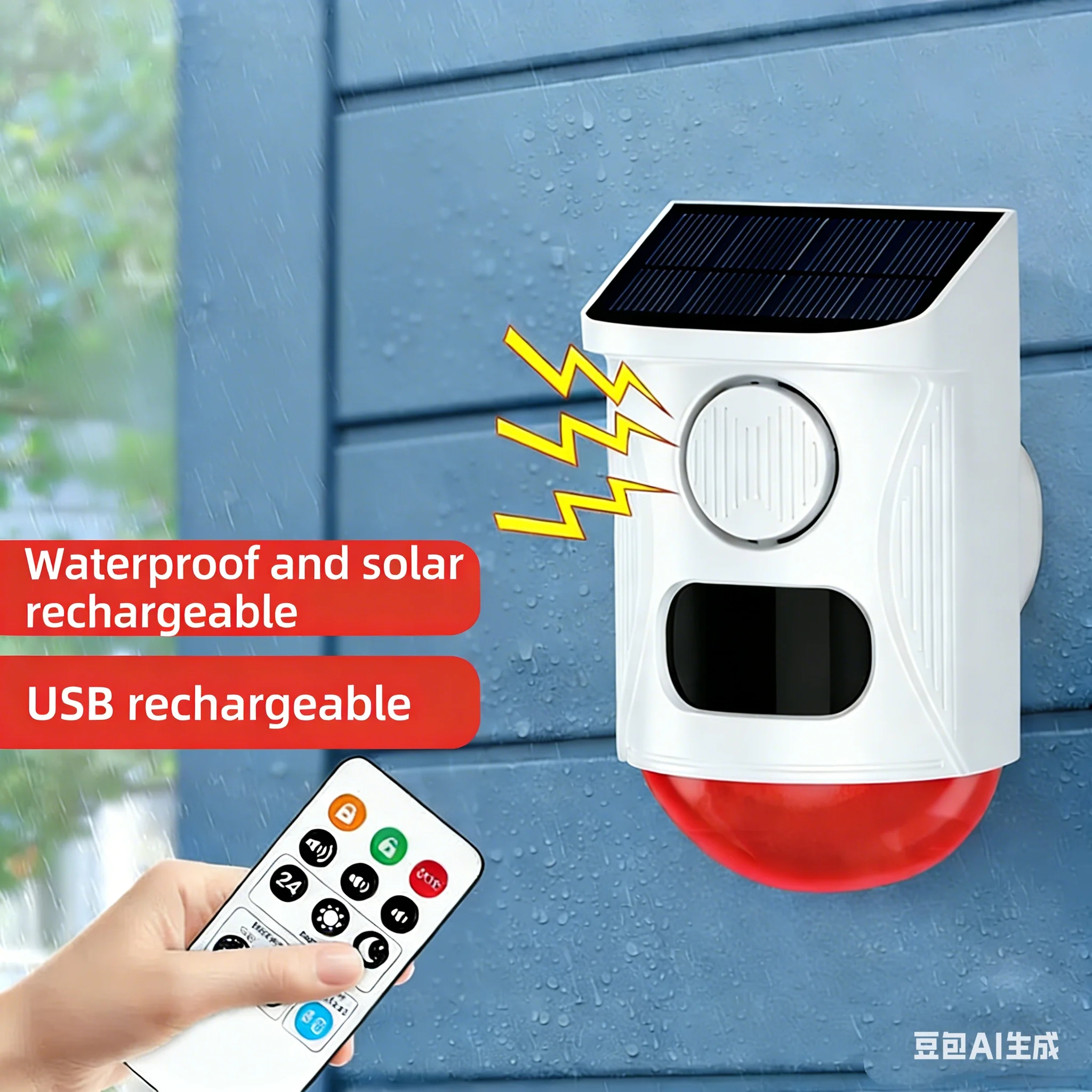 Tuya Smart WiFi Infrared Motion Detector Solar Outdoor PIR Wireless Strobe Siren Detector Sound Alarm Waterproof Remote Control