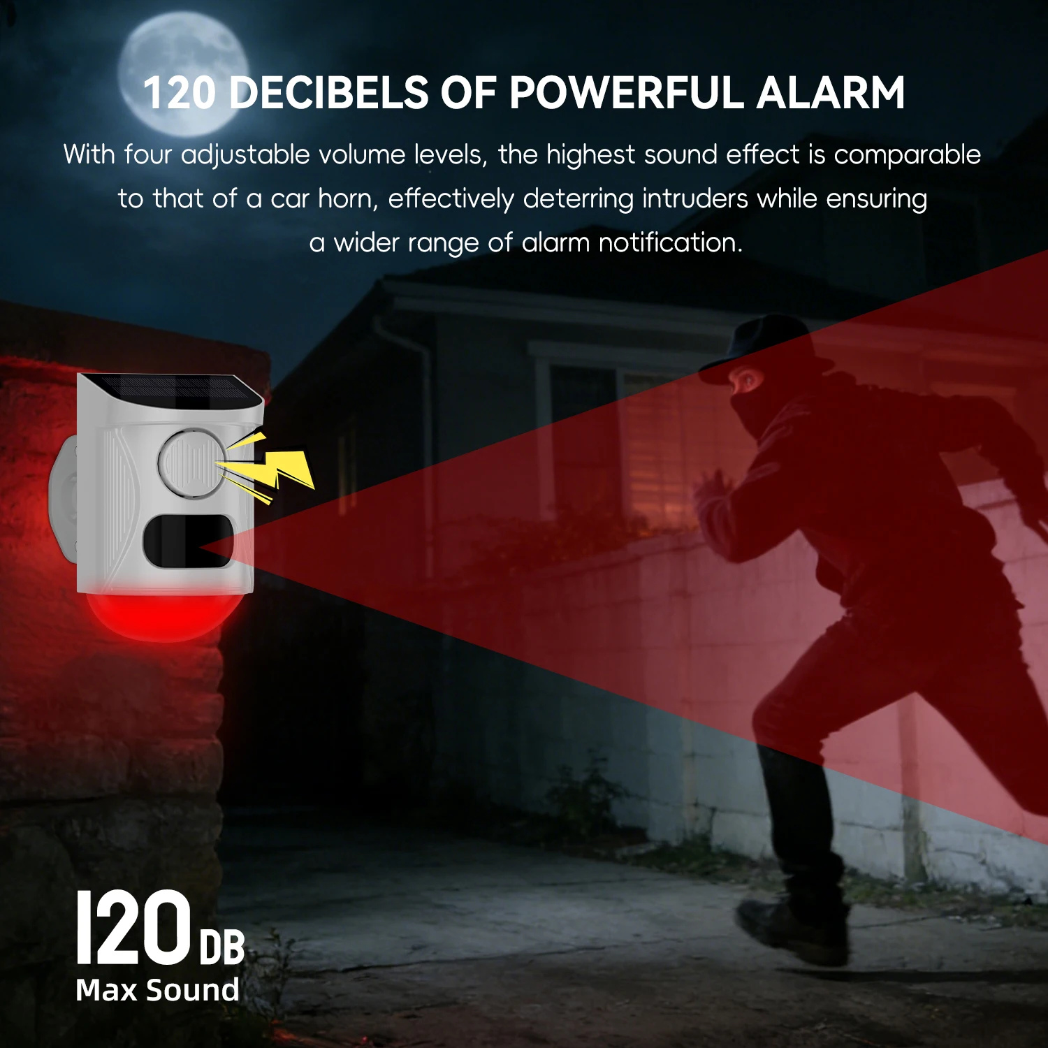 Tuya Smart WiFi Infrared Motion Detector Solar Outdoor PIR Wireless Strobe Siren Detector Sound Alarm Waterproof Remote Control