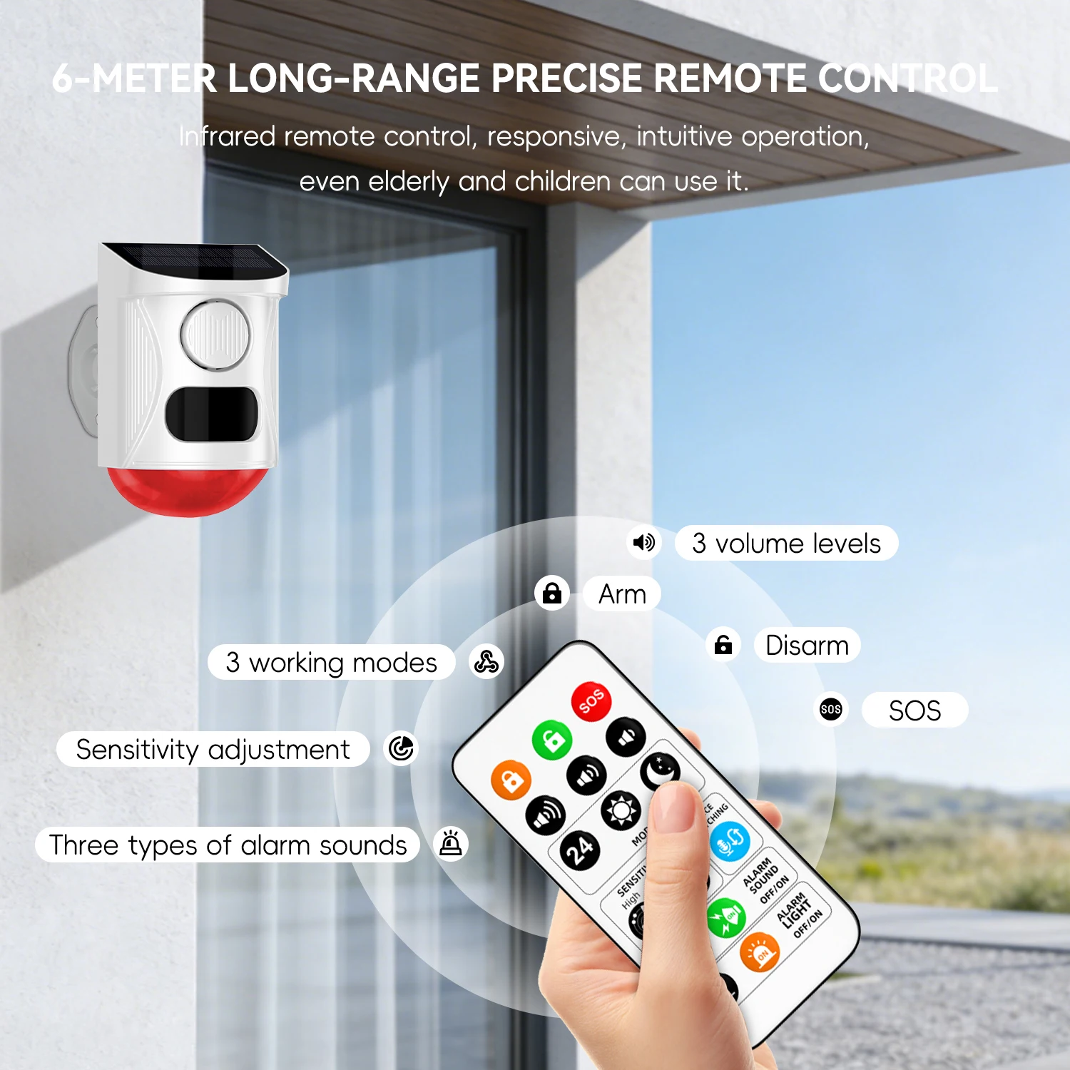 Tuya Smart WiFi Infrared Motion Detector Solar Outdoor PIR Wireless Strobe Siren Detector Sound Alarm Waterproof Remote Control