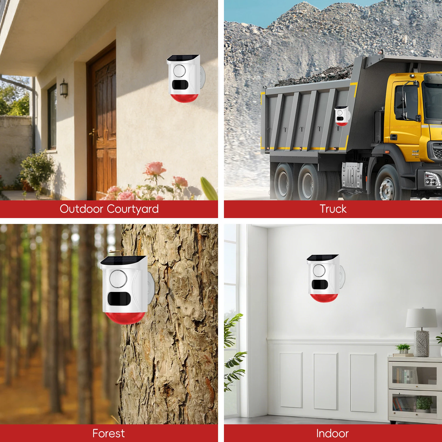 Tuya Smart WiFi Infrared Motion Detector Solar Outdoor PIR Wireless Strobe Siren Detector Sound Alarm Waterproof Remote Control