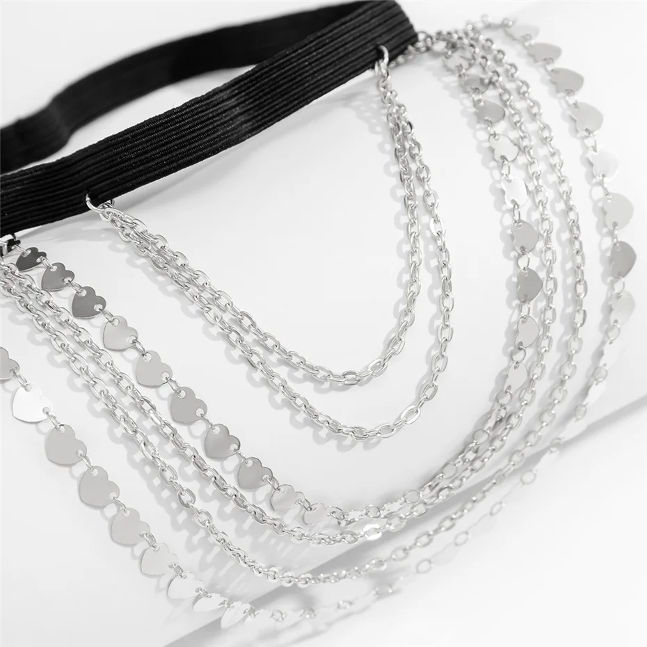 Boho Sexy Elastic Band Bandage Leg Thigh Chain for Women Bikini Summer Heart Tassel Pendant Multilayer Garter Belt Body Jewelry