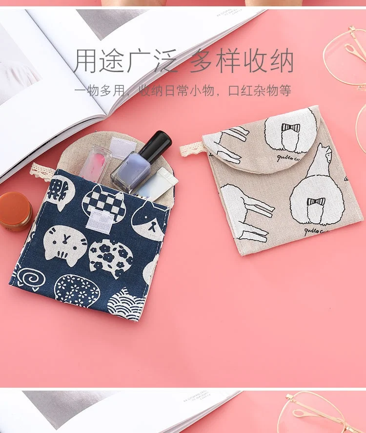 Portable Sanitary Napkin Storage Bag Women Cosmetic Organizer Girls Ladies Cute Coin Card Sanitary Pad Pouch Small Cosmetic Bag