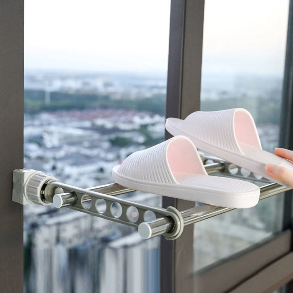 Drying Rack Balcony Clothes Drying Rack Wall Mounted Clothes Drying Rack Bathroom Drying Rack Indoor Space Saving 8 Holes