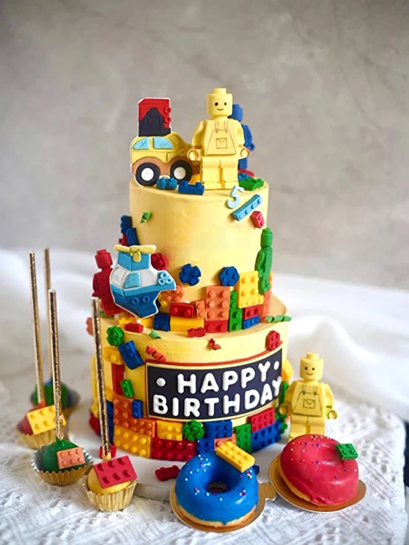 Building Bricks Robots Fondant Silicone Mold For Cake Border Decorating Cupcake Topper DIY Candy Chocolate Crafts Clay Tools