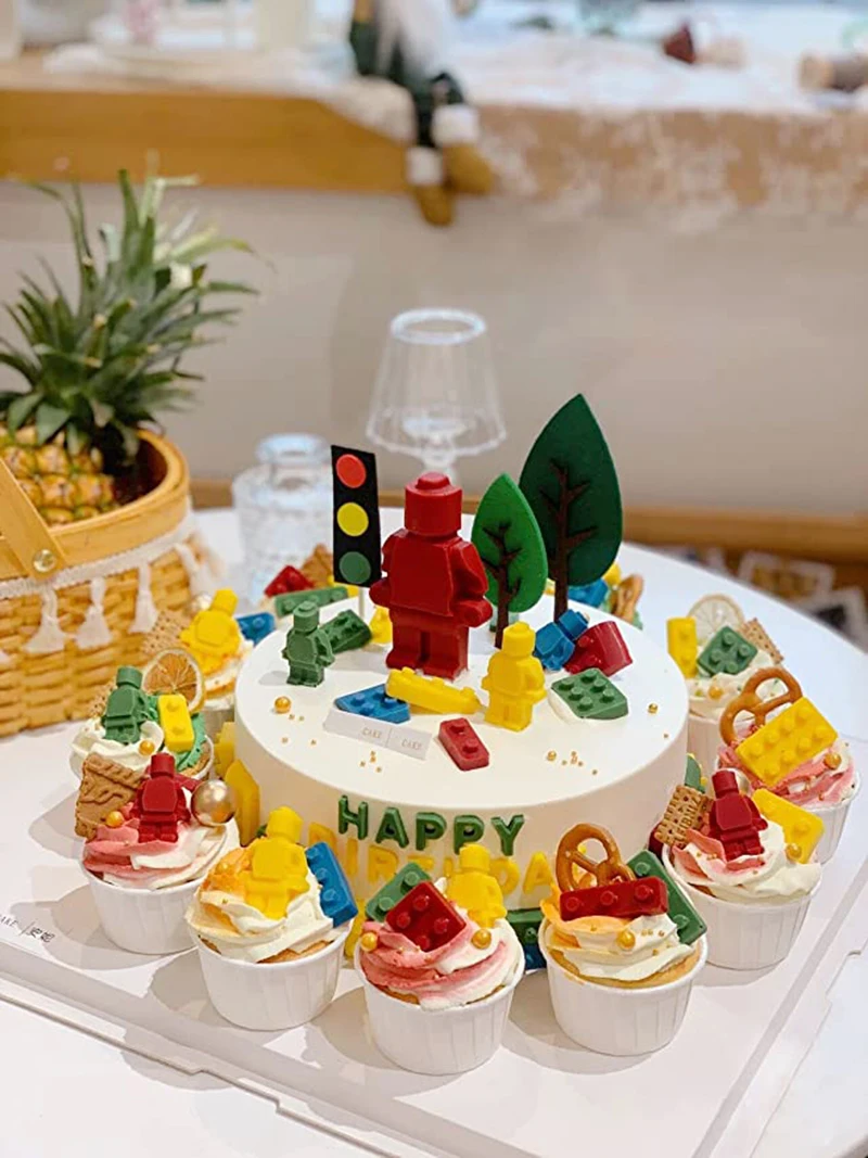 Building Bricks Robots Fondant Silicone Mold For Cake Border Decorating Cupcake Topper DIY Candy Chocolate Crafts Clay Tools