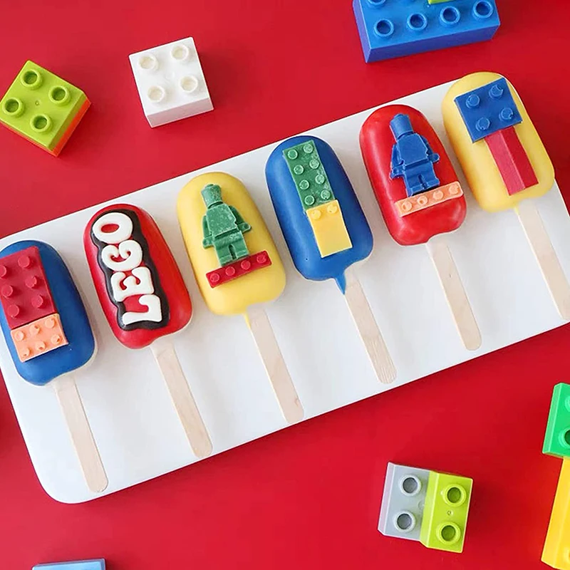 Building Bricks Robots Fondant Silicone Mold For Cake Border Decorating Cupcake Topper DIY Candy Chocolate Crafts Clay Tools