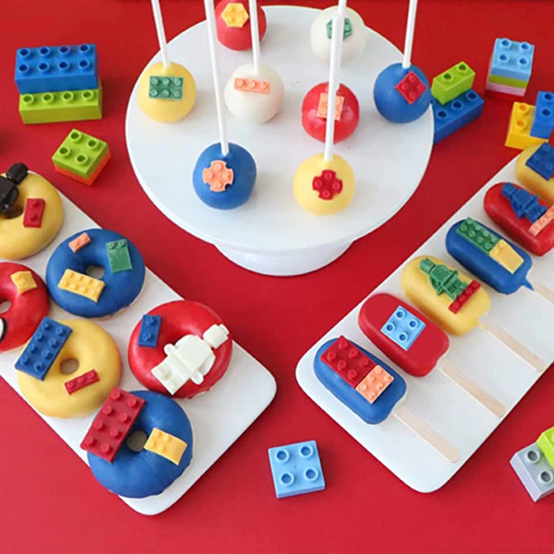 Building Bricks Robots Fondant Silicone Mold For Cake Border Decorating Cupcake Topper DIY Candy Chocolate Crafts Clay Tools