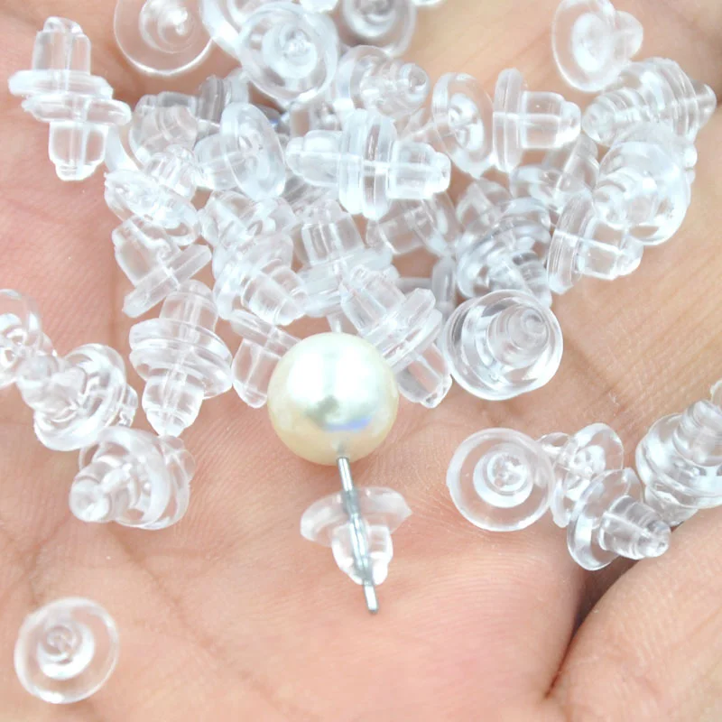 100-200Pcs Transparent Saucer Earring Stoppers Rubber Big Earring Back Ear Plug Blocked For DIY Jewelry Making Accessories